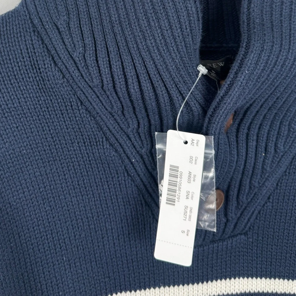 NWT‎ J.Crew Men Cotton Striped Shawl Collar Pullover Sweater Size Small
